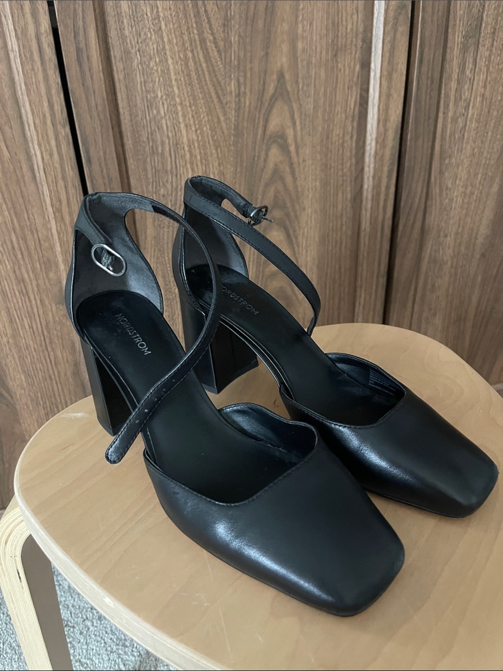 Nordstrom black square toe heels
